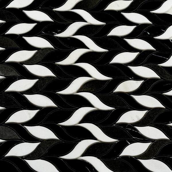 Apollo Tile Noir Luxe 10 in. x 12 in. Polished Black, White