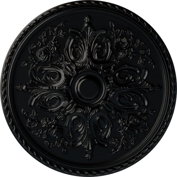 Ekena Millwork 32-5/8" x 2" Bradford Urethane Ceiling (Fits Canopies up to 6-5/8"), Hand-Painted Jet Black
