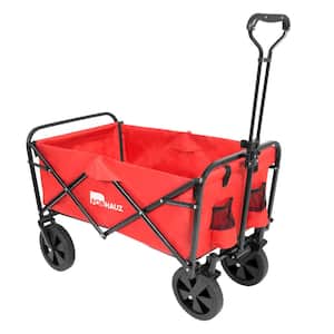 3.88 cu.ft. 600D double-layer Oxford Fabric Steel Frame Outdoor Garden Cart Collapsible Folding Wagon, Red