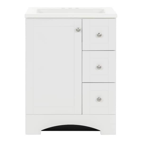 Lancaster 25 in. Single Sink White Bath Vanity with White Cultured Marble Top (Assembled)