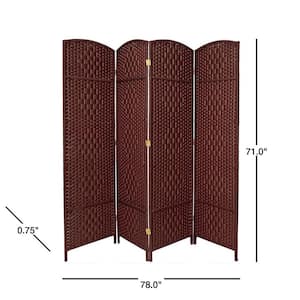 6 ft. Dark Red 4-Panel Room Divider