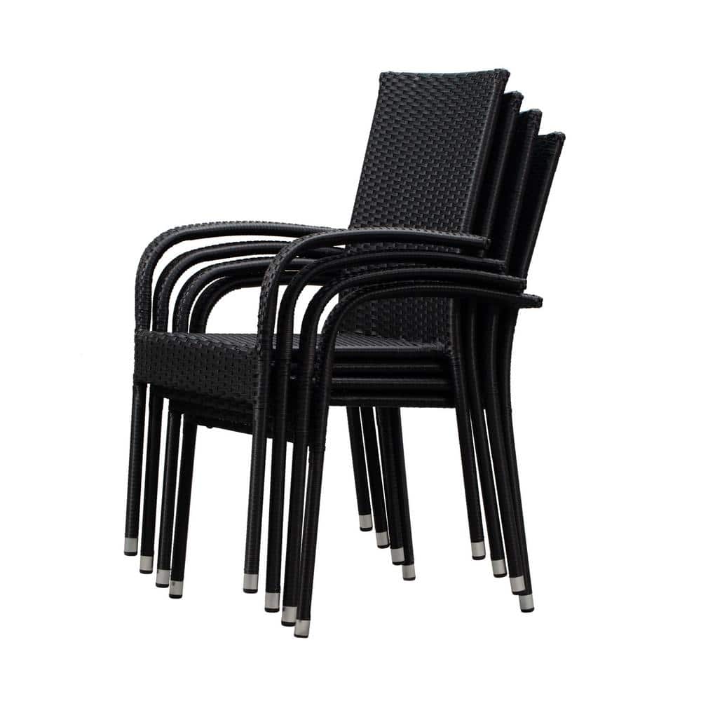 Morgan Black Wicker Outdoor Dining Chair Set of 4