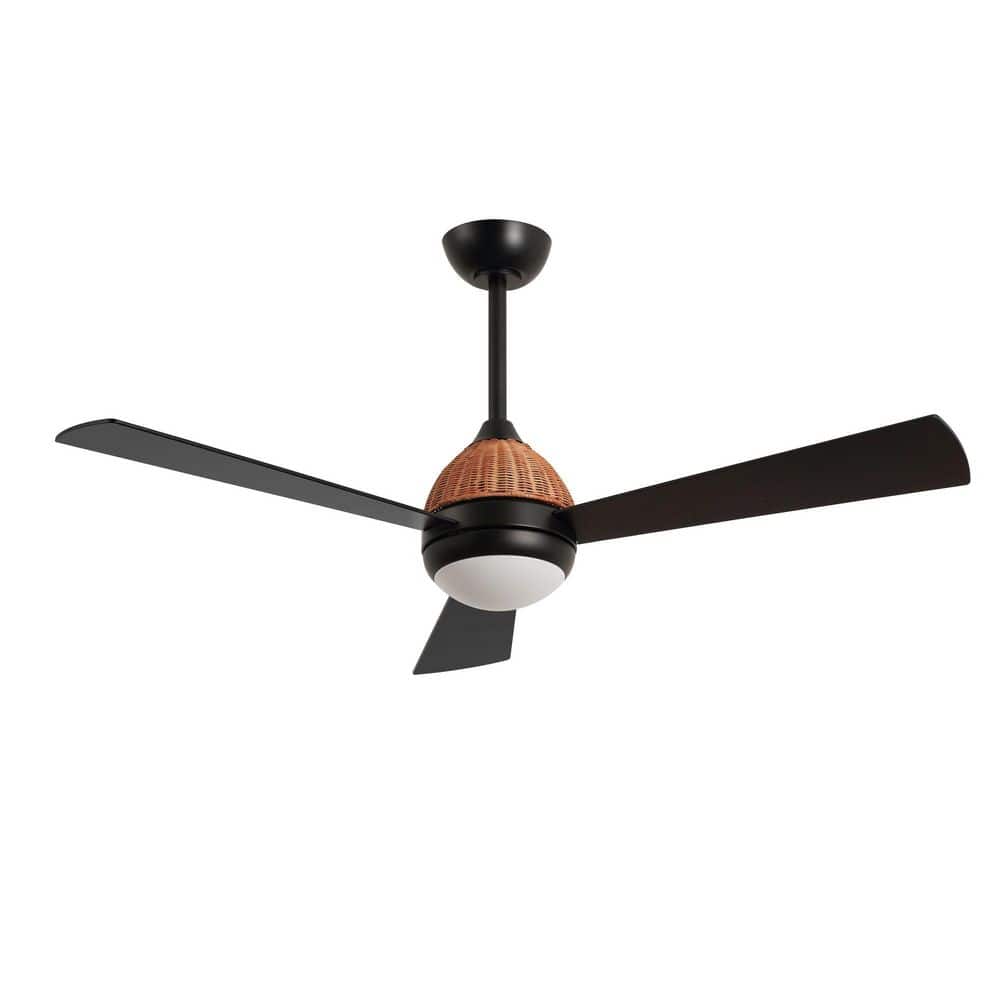 52 in. Rattan Black Ceiling Fan with Integrated LED and Remote Control price history on PriceWatchPro