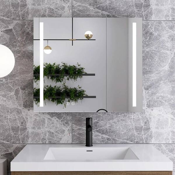 Staykiwi 26 in. W x 26 in. H Round Iron Medicine Cabinet with Mirror