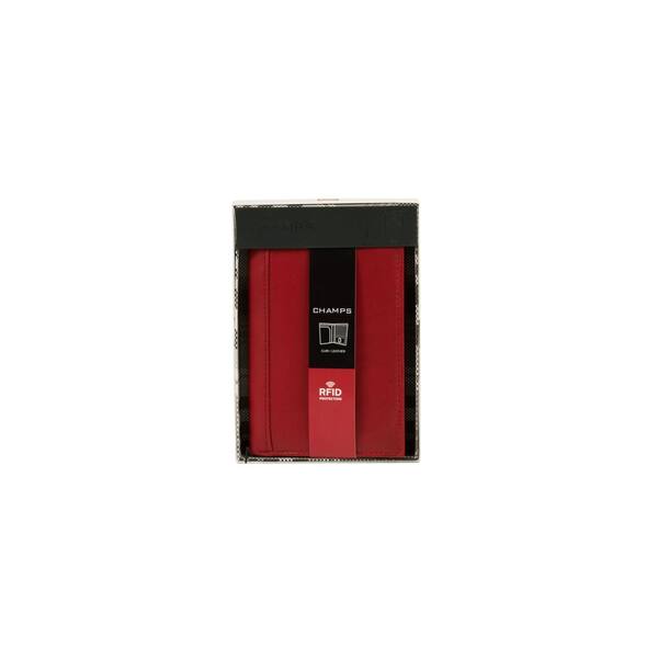 CHAMPS Minimalist Black Genuine Leather RFID Blocking Zip Case Card Holder  in Gift Box CH-605-Black - The Home Depot