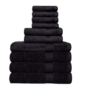 Rocklane 10-Piece Black Dobby Solid Cotton Bath Towel Set