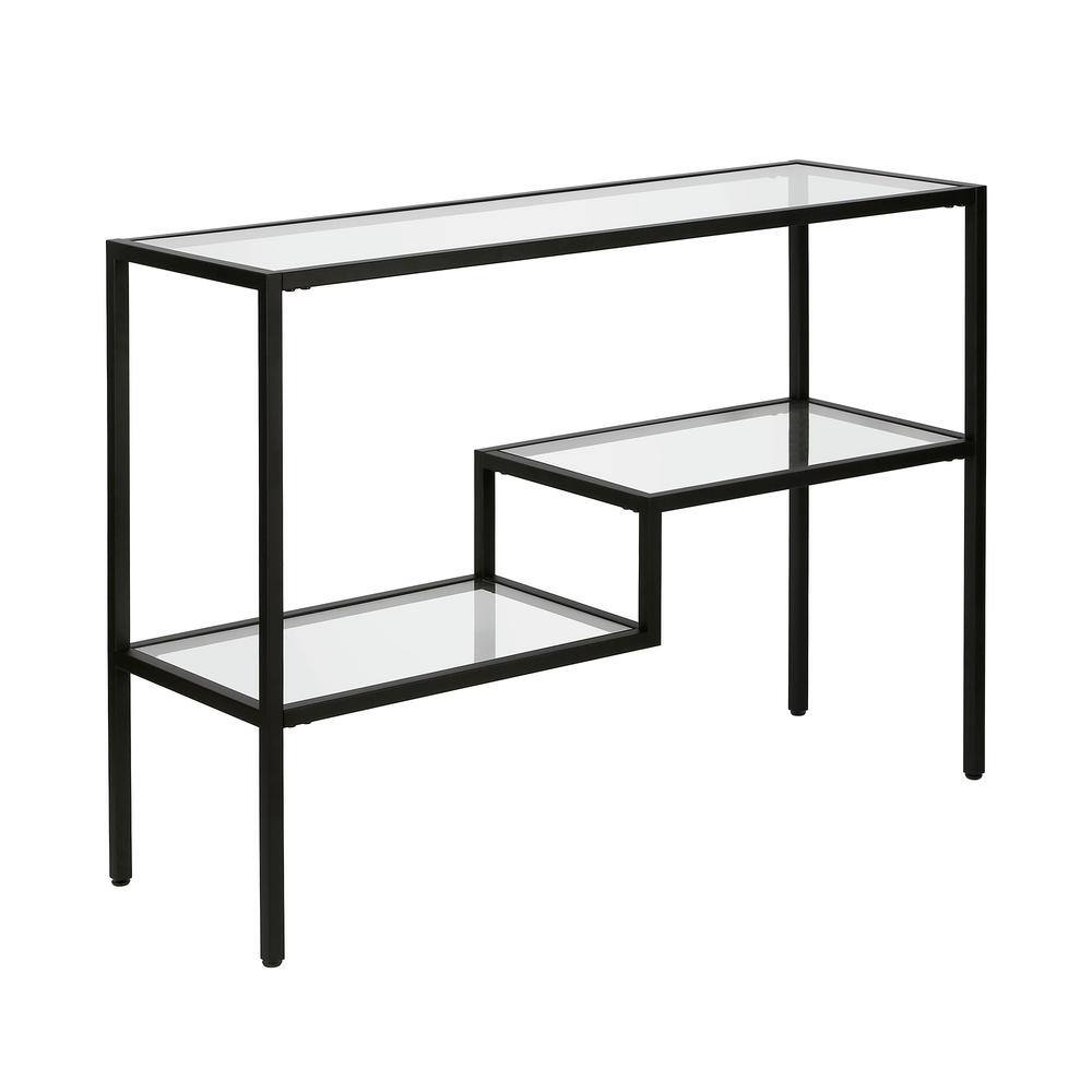 Lovett Blackened Bronze 42" Metal and Glass Console Table