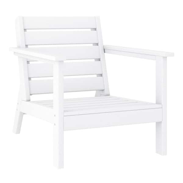 WESTIN OUTDOOR Birchwood Outdoor Patio Deep Seating HDPE Lounge Chair with Arms in White
