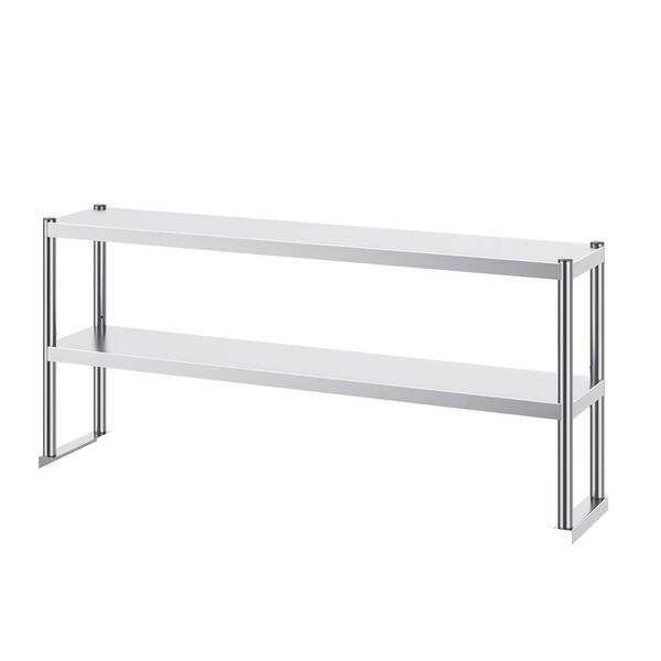 SVOPES 12 x 60 in. Double Tier Stainless Steel Overshelf Height Adjustable Kitchen Prep Table for Kitchen Restaurant, Workshop