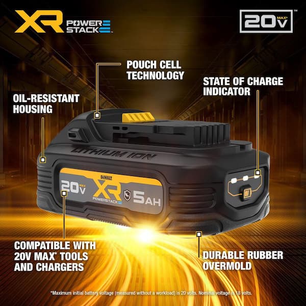POWERSTACK 20-Volt MAX Lithium-Ion Oil Resistant 5.0 Ah Battery Pack