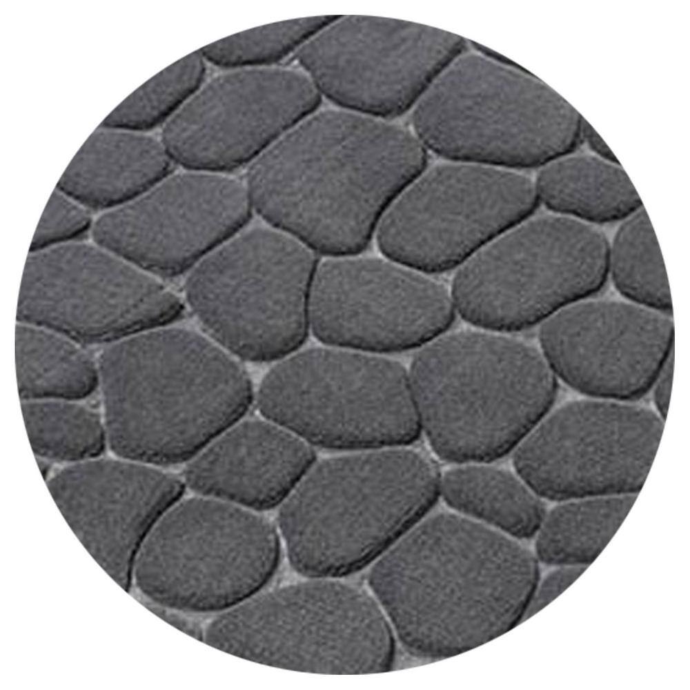 Dark Gray Memory Foam Geometric Shower Mat with Textured Accent