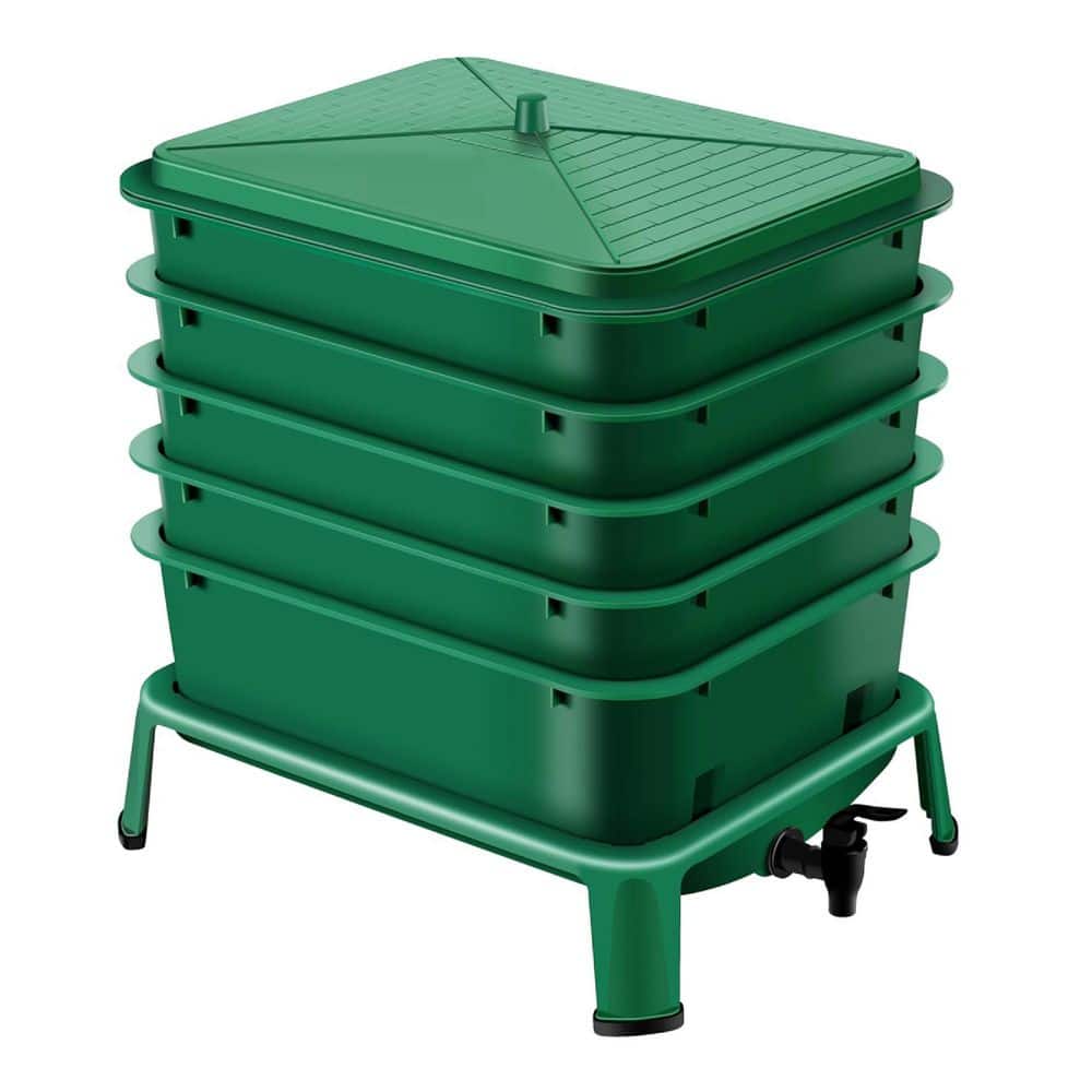 13.25 Gal. Worm Composter 5-Tray Indoor and Outdoor Worm Compost Bin Worm F