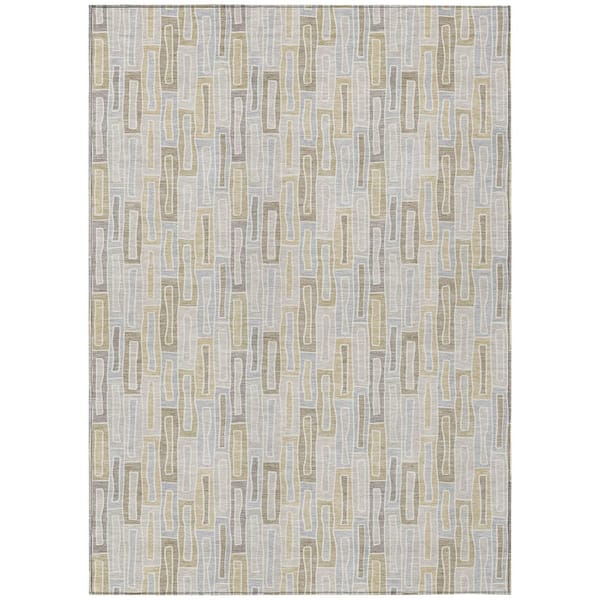 Chantille Machine Washable Indoor/Outdoor Abstract ACN3054 Ivory 9 ft. x 12 ft. Area Rug
