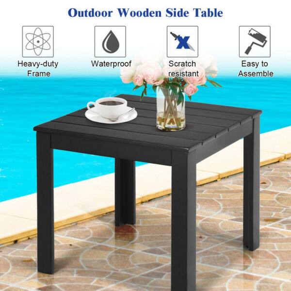 Clihome 18 in. L x 18 in. W x 16 in. W Black Wooden Square Outdoor