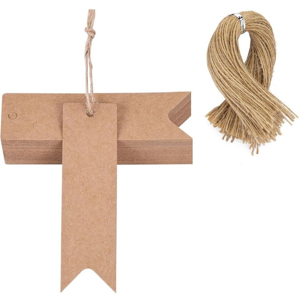 Unbranded 100PCS Kraft Paper Gift Tags with String 2.8 x 0.8 Inches for Wedding DIY Crafts High-Quality Sturdy Brown Cardstock