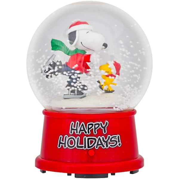 4.5 in. Snow Globe Snoopy Skating Woodstock