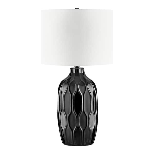 Hampton Bay Dunbarton 25 in. Black Table Lamp with Ceramic Base