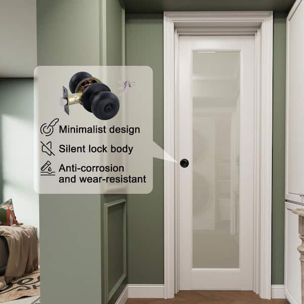 24 in. x 80 in. 1-Lite Frosted Glass Right White Solid Core MDF Single Interior Door with Separated Jamb and Lever
