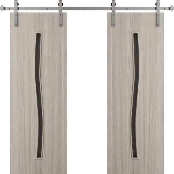 3012 60 in. x 96 in. Sold Core Oak Franko Color Wood Sliding Barn Door with Hardware Kit