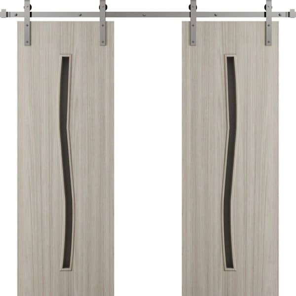 3012 64 in. x 84 in. Sold Core Oak Franko Color Wood Sliding Barn Door with Hardware Kit