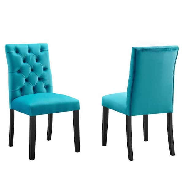 MODWAY Duchess Blue Performance Velvet Dining Side Chairs (Set of 2)