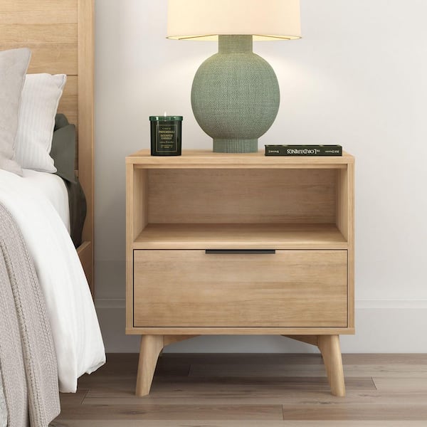 PLANK+BEAM Haven Blonde 1 Drawer 24 in. W Nightstand with Cubby