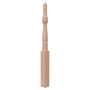 Stair Parts 4515 48 in. x 3-1/2 in. Unfinished Red Oak Pin Top Newel Post for Stair Remodel