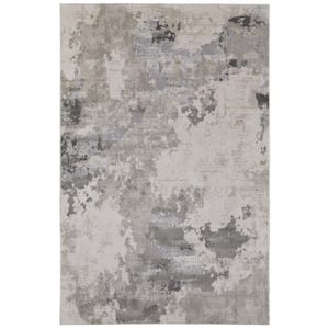 8 x 11 Gray and Ivory Abstract Area Rug