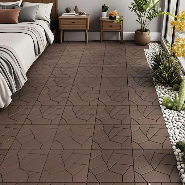 1 ft. x 1 ft. Quick Deck PVC Plastic Interlocking Deck Tile in Red Brown (44 sq. ft. per Box)
