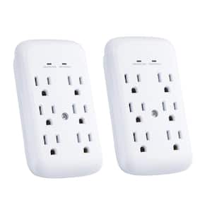 6-Outlet Wall Mounted Surge Protector, White (2-Pack)