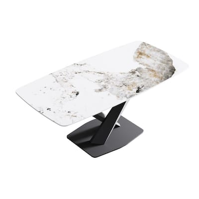 78 LV Legs White Sintered Stone Rectangle Modern Dining Table | The Luxury  Sense