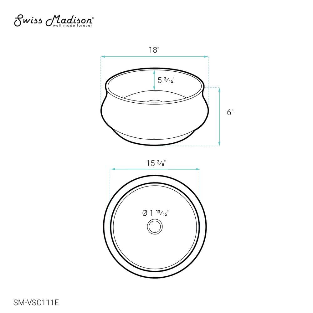 Lisse 18" Dark Grey Concrete Round Vessel Sink