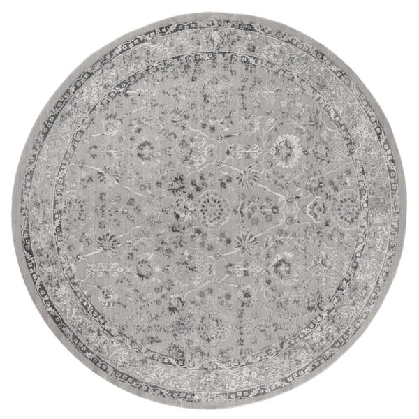 Cascades Shasta Grey 7 ft. 10 in. x 7 ft. 10 in. Round Rug