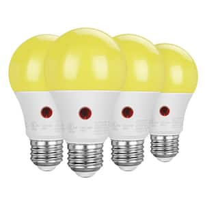 60-Watt Equivalent A19 Dusk to Dawn Yellow Bug Light Bulbs, in 2000K (4-Pack)