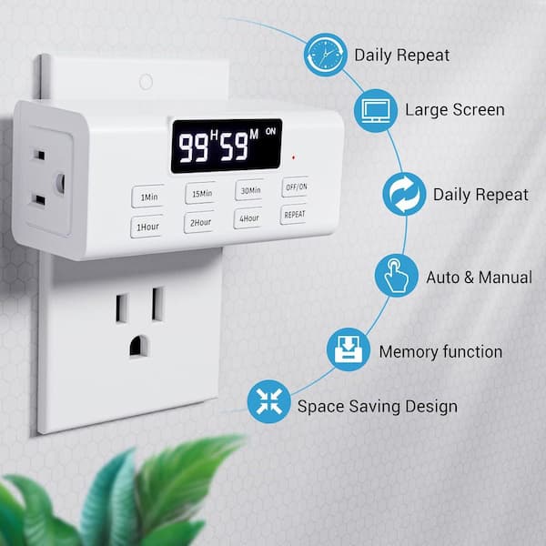 Timer Stopcontact Schakelaar 1-10 Uur Plug-in Countdown Tijdschakelaar Controller EU Plug 230V Timer Stopcontact Schakelaar 1-10 Uur Plug-in Countdown Tijdschakelaar Controller EU Plug 230V