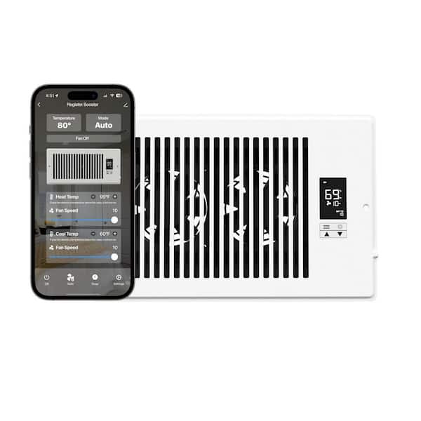 162 CFM 6 in. x 10 in. Register Booster Fan with Automatic Thermostat and App Control