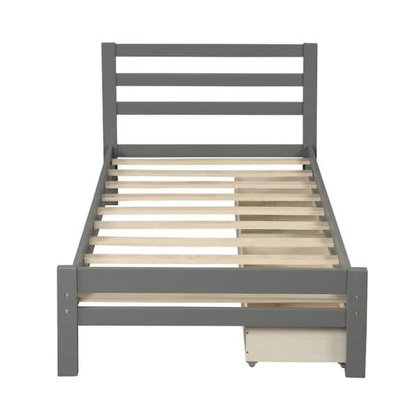 Utopia 4niture Gelo Twin Size Wooden Platform Bed Frame with Storage (Gray)