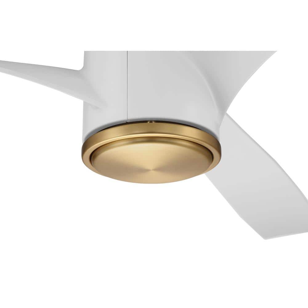 60'' Satin Brass and White Smart Ceiling Fan with LED Light