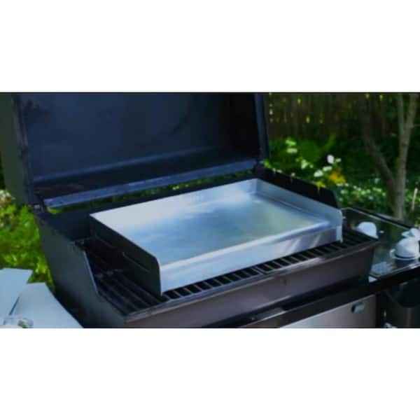 griddle-Q GQ120 100% Stainless Steel Medium-Sized Professional Griddle with  Even Heating Bracing and Removable Handles for Charcoal/Gas Grills