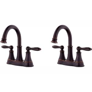 Courant 4 in. Centerset 2-Handle Bathroom Faucet in Tuscan Bronze (2-Pack Combo)