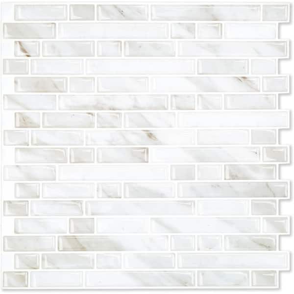 Yipscazo 12 in. x 12 in. PVC Peel and Stick Tile, Removable Backsplash Wall Tiles in Slate White Marble (10 sq. ft. /10-Sheets)