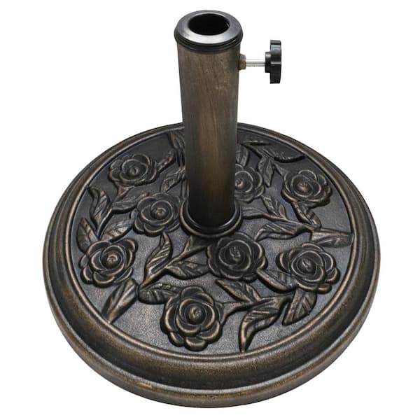 Afoxsos 18 in. 20 lbs. Round Metal Outdoor Patio Umbrella Base in Brown