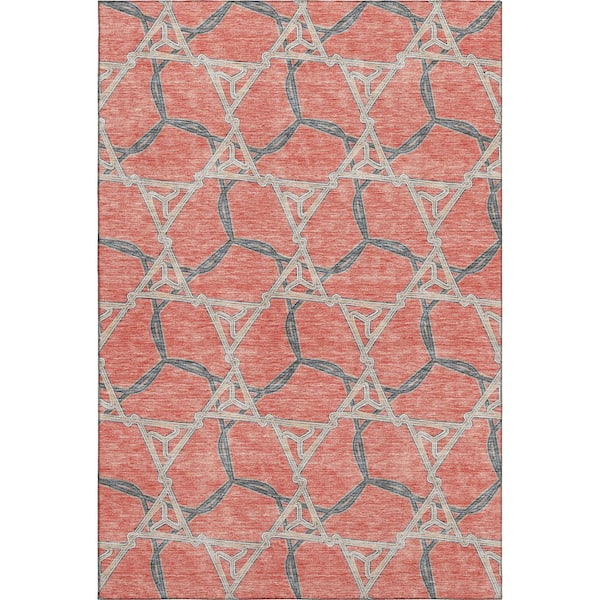 Addison Rugs Mayfield Premium Machine Washable Abstract AMF959 Coral 5 ft. x 7 ft. 6 in. Area Rug