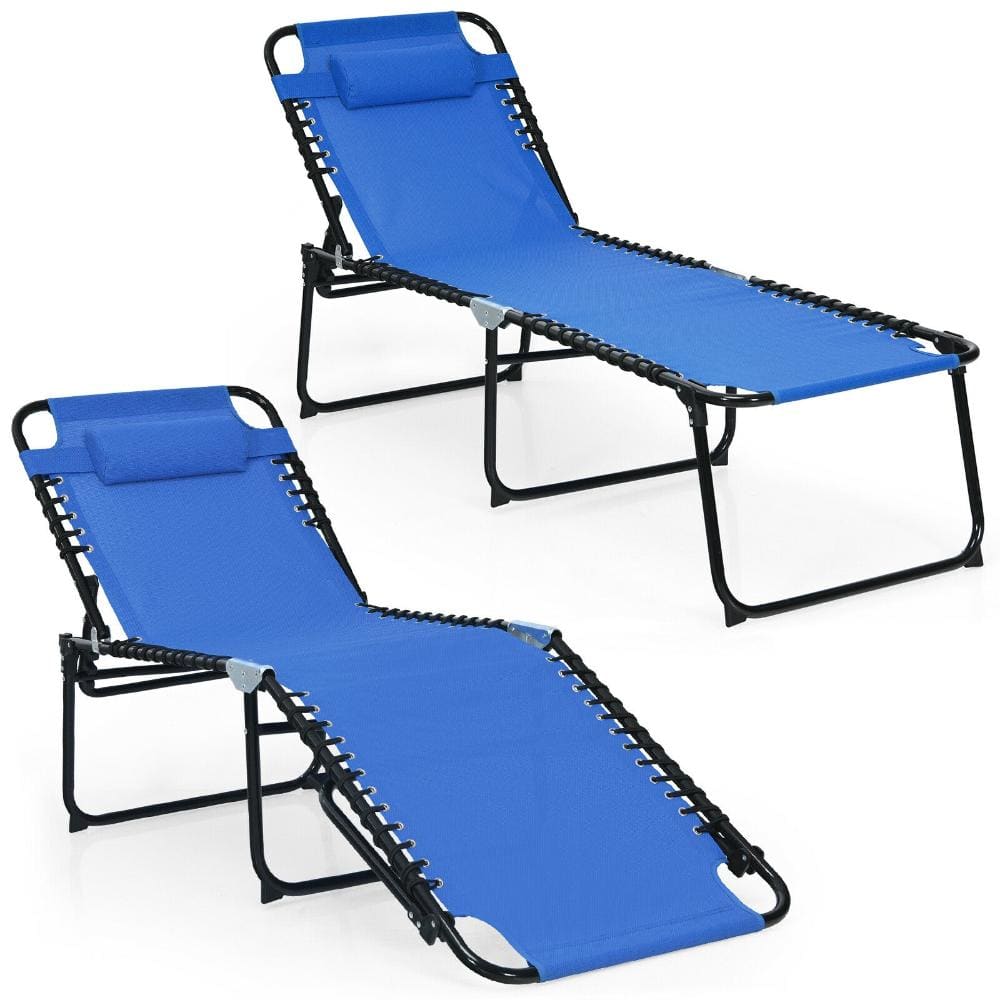 66-74.5 in. Fabric Folding Chaise Lounge Chair with 4-Position Backrest and Headrest, Blue price history on PriceWatchPro