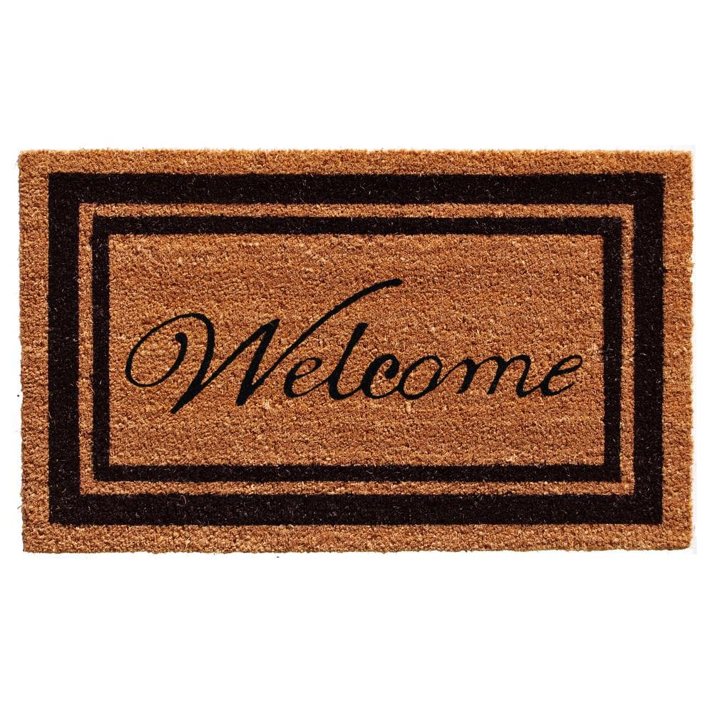 Black Border Welcome 24 in. x 36 in. Door Mat