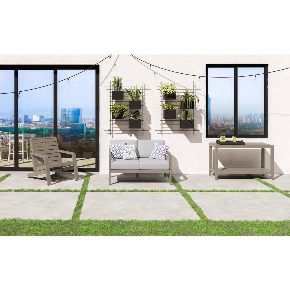Gray Acacia Wood Outdoor Loveseat with Cushions