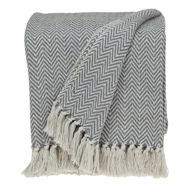 Isla Transitional Gray 52 in. x 67 in. Woven Handloom Throw Blanket