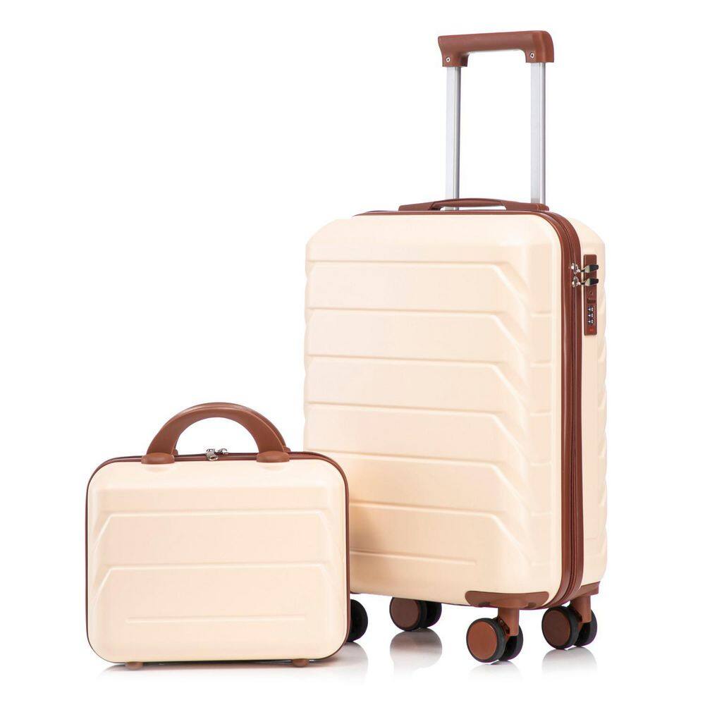 2 Pcs Beige ABS Plastic Hardside Spinner Wheels Luggage Set w/ Combination Lock,Cosmetic Case price history on PriceWatchPro