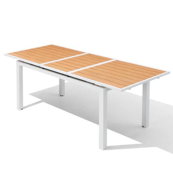 Crestlive Products 83 in. Rectangular Aluminum Outdoor Dining Table with Extension Brown Top