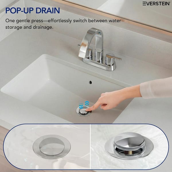 Push Button Bathroom Sink Drain with Overflow Easy Install in Chrome